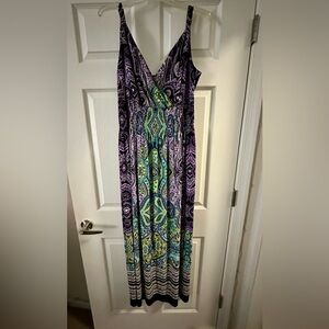 Avenue Purple, Black & Green Maxi Dress - excellent condition 14/16